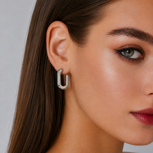 Load image into Gallery viewer, Silver U-Hoop Earrings
