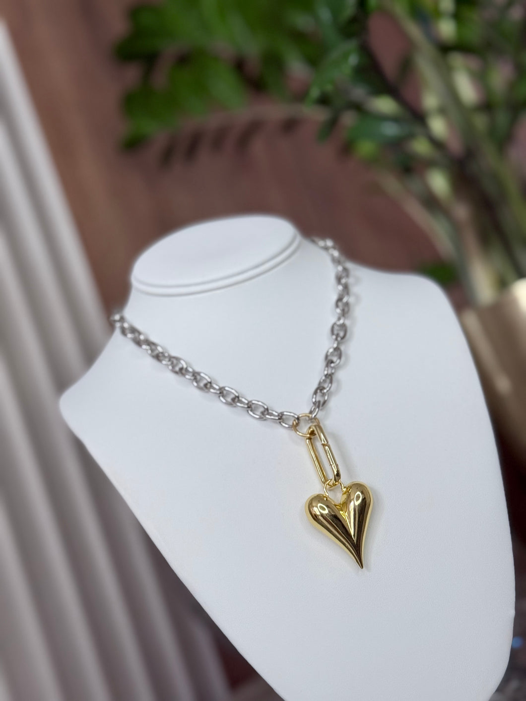 Silver & Gold Heart Link Chain