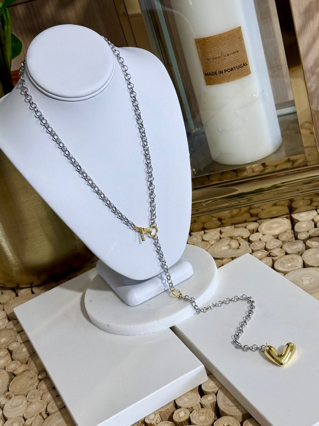 Silver & Gold Love Corbatin Necklace