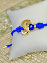 Load image into Gallery viewer, Bracelet Blue Initial Eye Knot
