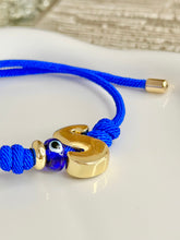 Load image into Gallery viewer, Bracelet Blue Initial Eye Knot
